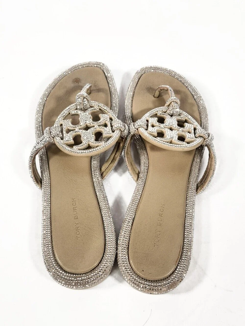 Tory Burch White Rhinestone Sandals Size 9